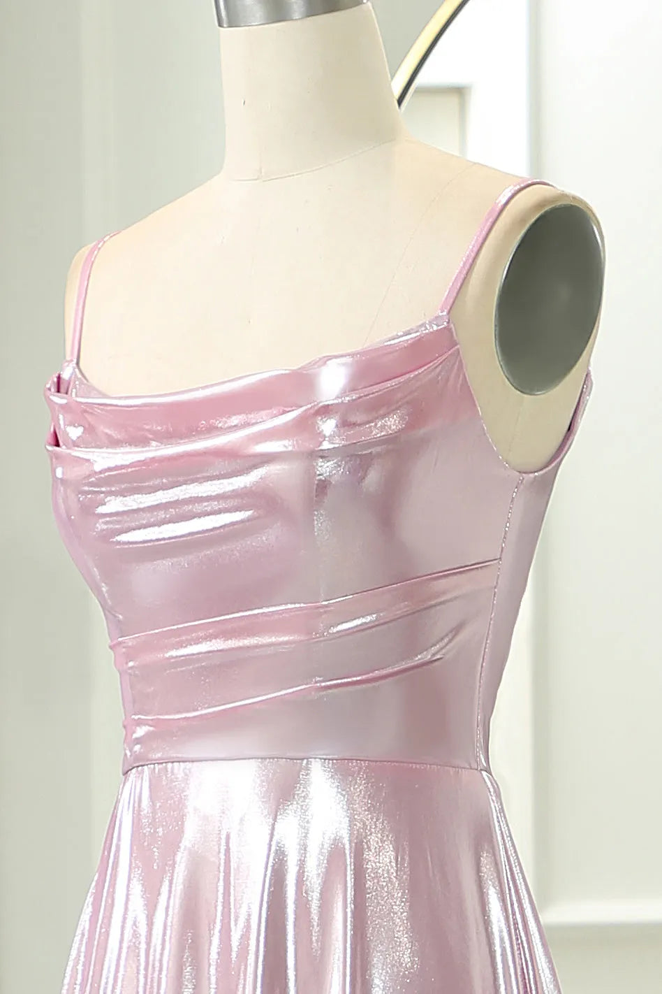 QIAIWAN Dress Elegant Satin Strap Sleeveless Off Shoulder Ball Dress