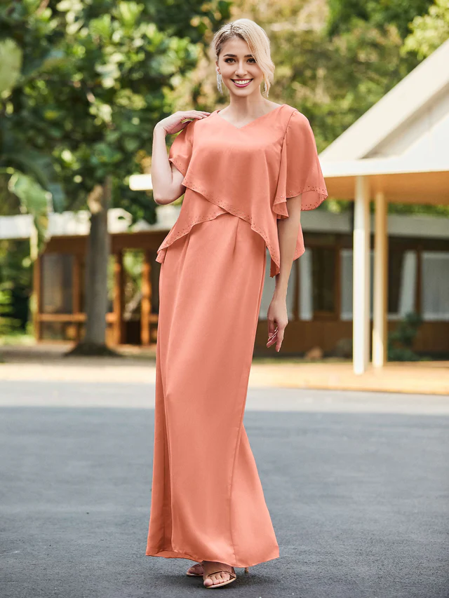 Chiffon V-neck Bridal Mother's Dress - QIAIWAN Dress
