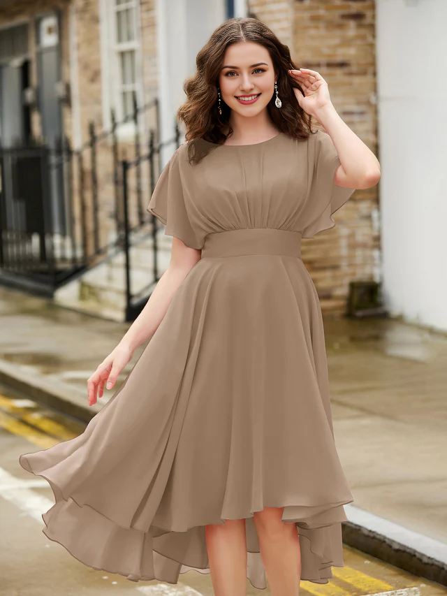 Elegant chiffon backless homecoming dress - QIAIWAN Dress