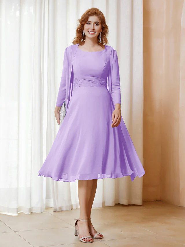 Chiffon pleated bridal mother's dress - QIAIWAN Dress