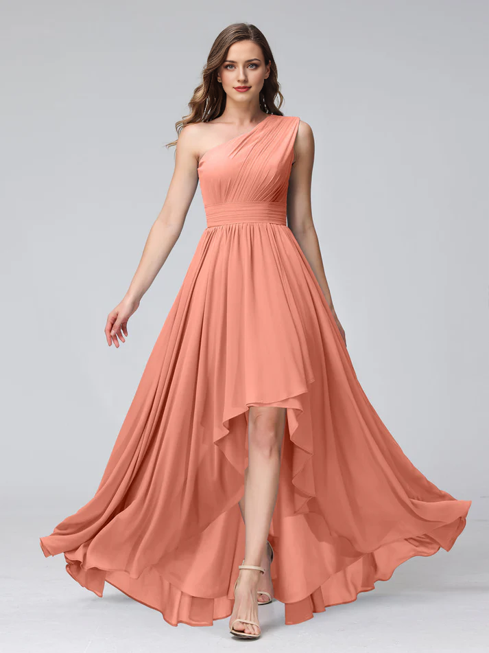 QIAIWAN Dress - Elegant One Shoulder Chiffon Bridesmaid Dress