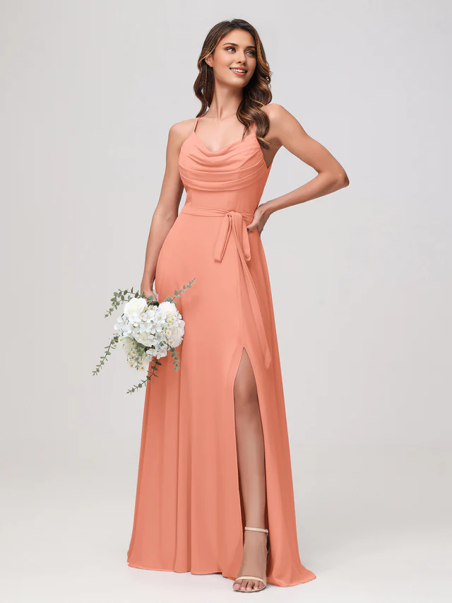 Sexy Chiffon Sleeveless Bridesmaid Dress - QIAIWAN Dress