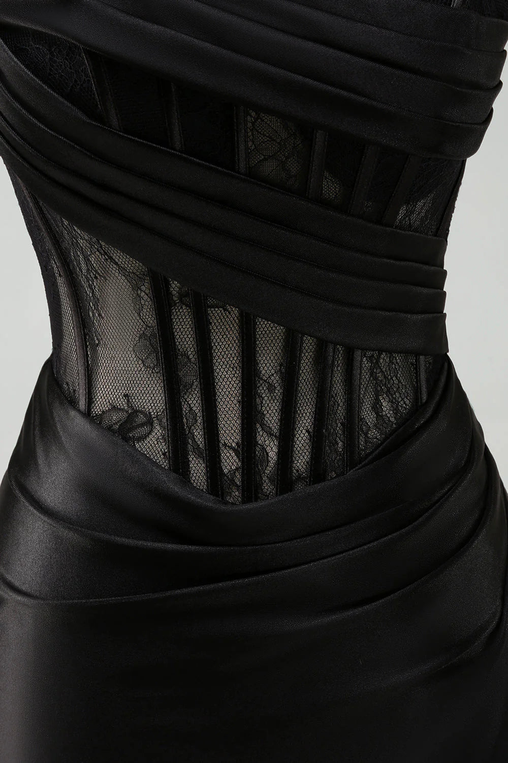 QIAIWAN Elegant Mermaid Off Shoulder Wrinkle Tight Lace Evening Dress