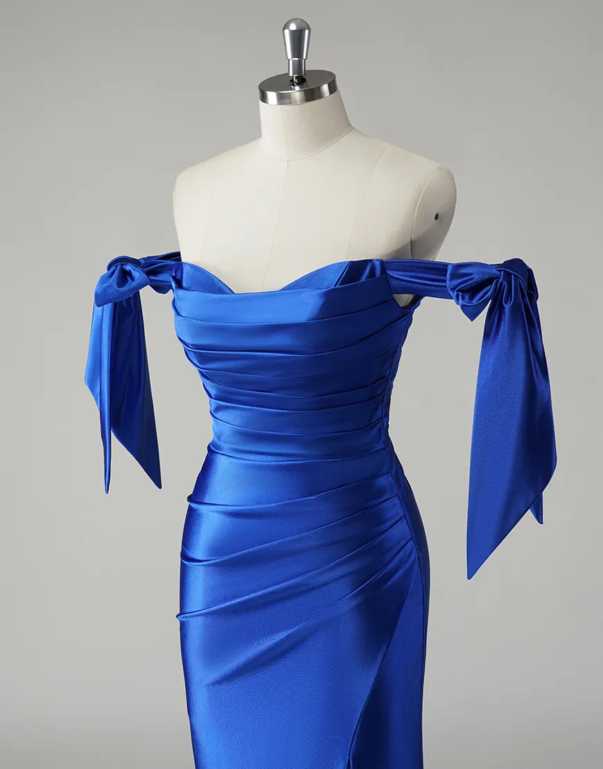 QIAIWAN Elegant Mermaid A-line Sleeveless Satin Ball Dress