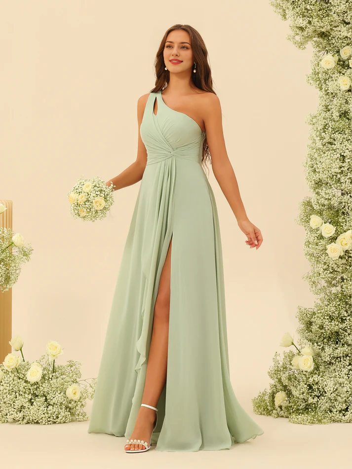 QIAIWAN Dress - sheer A-line V-neck half sleeved bridesmaid dress