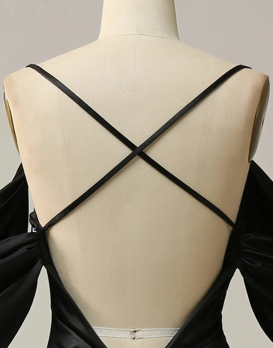 QIAIWAN Dress elegant slim shoulder strap backless floor mopping ball gown