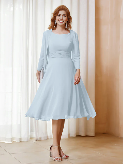 Chiffon pleated bridal mother's dress - QIAIWAN Dress
