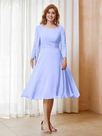 Chiffon pleated bridal mother's dress - QIAIWAN Dress