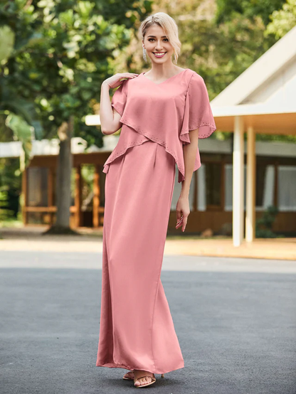 Chiffon V-neck Bridal Mother's Dress - QIAIWAN Dress