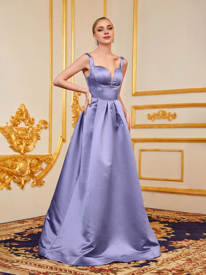 QIAIWAN  Elegant sleeveless backless satin ball gown from