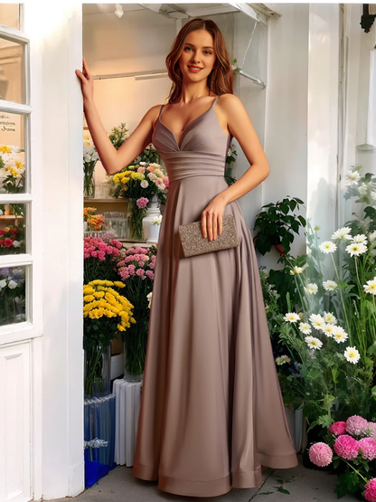 QIAIWAN Dress slim fit slim shoulder sleeveless ball gown