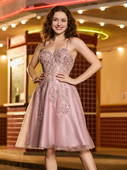 Tight applique chiffon homecoming dress - QIAIWAN Dress