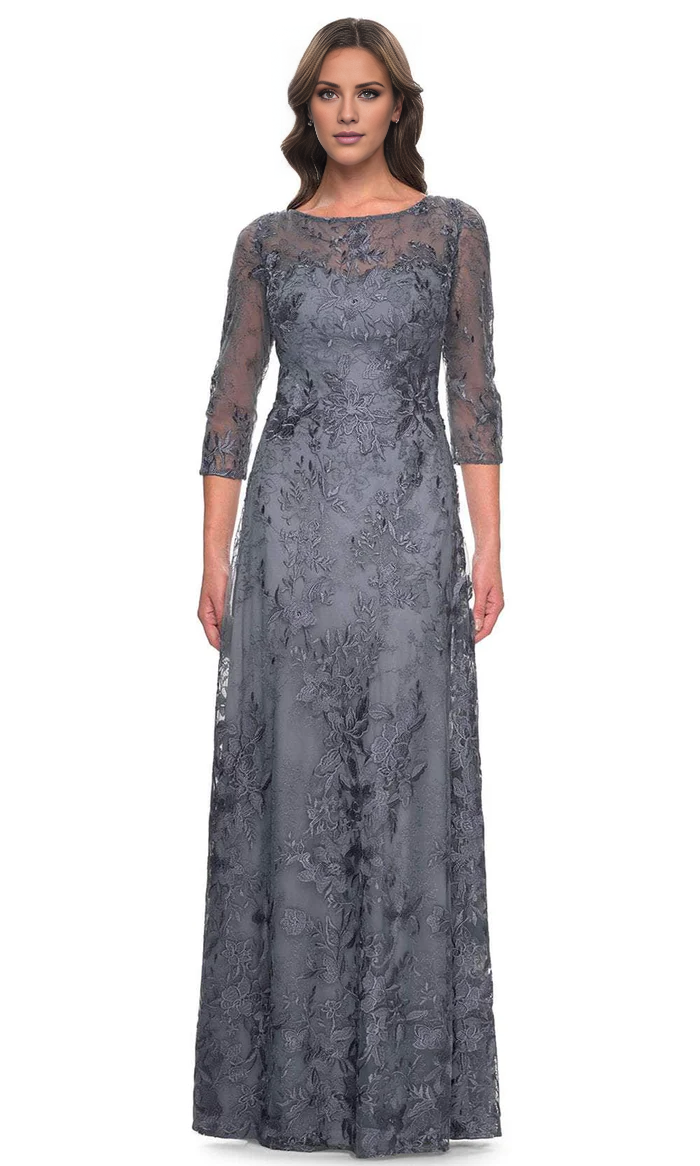 Bateau A-Line Formal Dress Long Lace Mother of the Bride Dresse