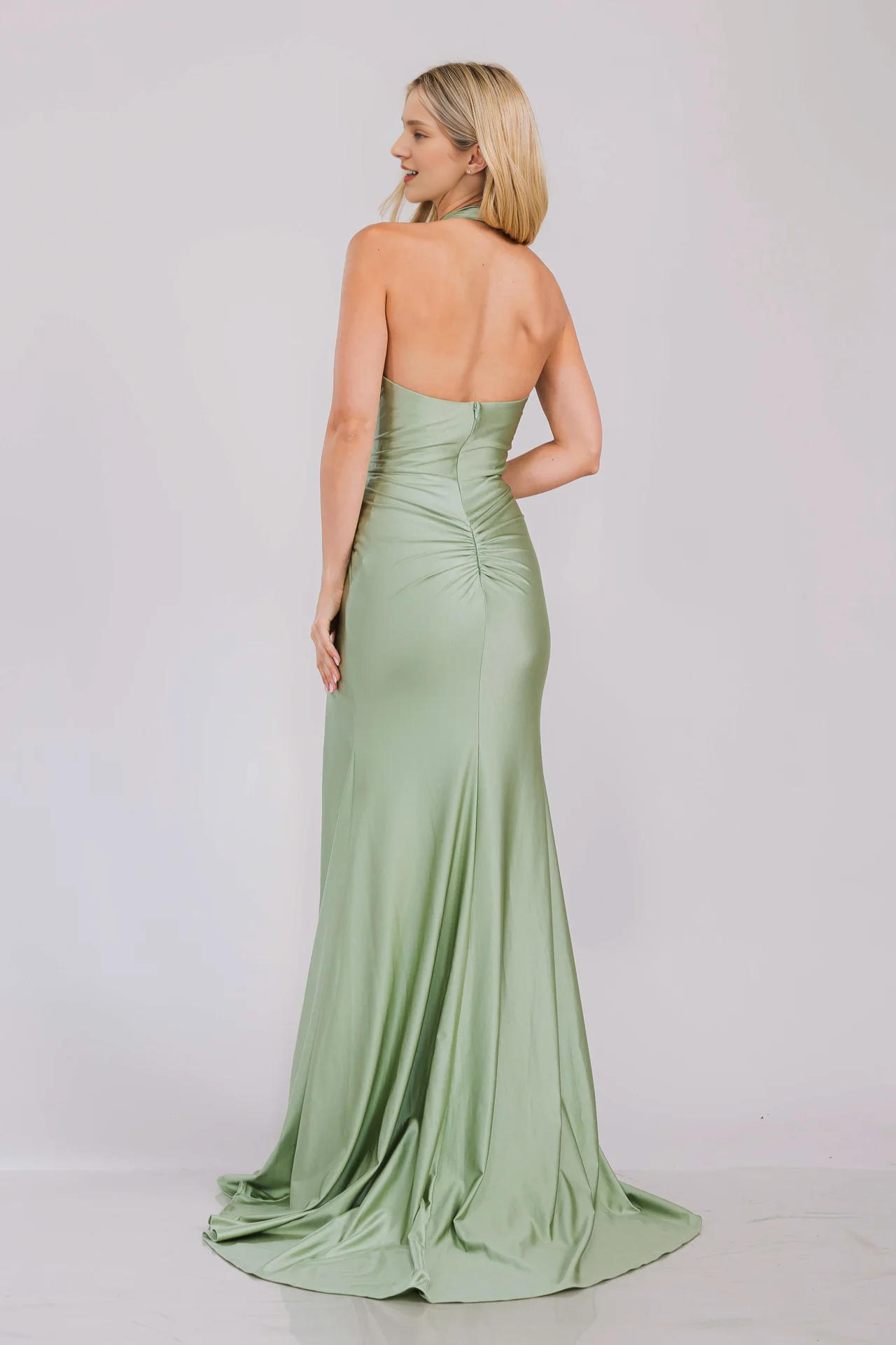 QIAIWAN Dress satin camisole V-neck backless ball gown