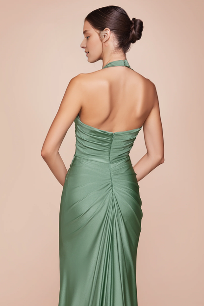 QIAIWAN Dress satin camisole sleeveless backless ball gown