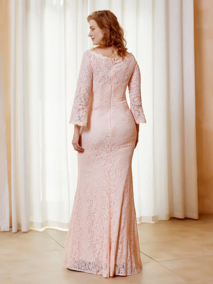 Long sleeved lace bridal mother dress - QIAIWAN Dress