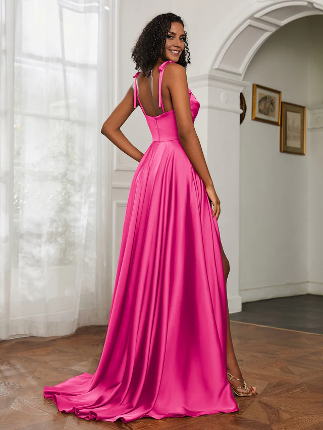 Thin shoulder strap split dress Prom Dresses QIAIWAN Dress