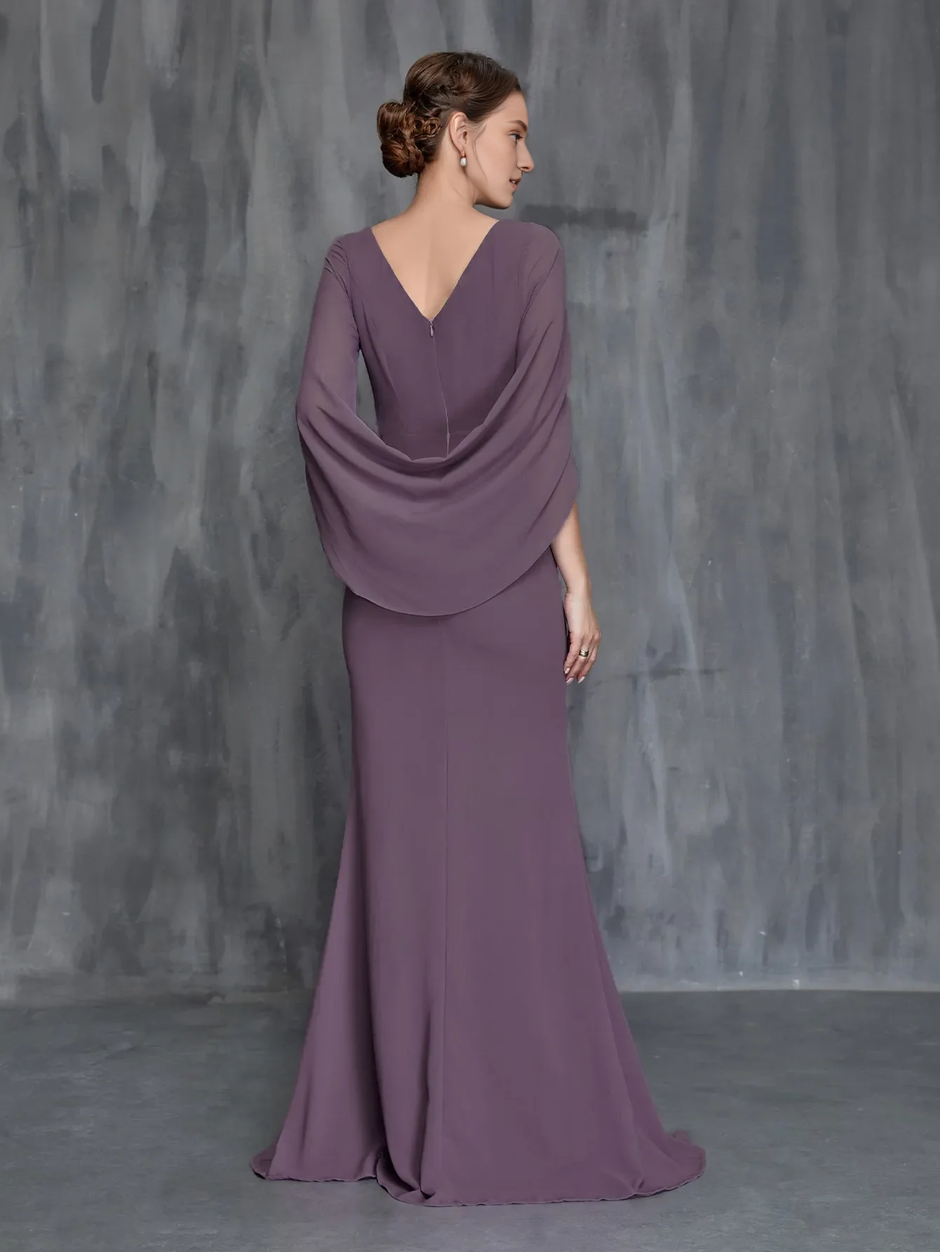 Elegant slim fit mermaid chiffon ball gown from QIAIWAN