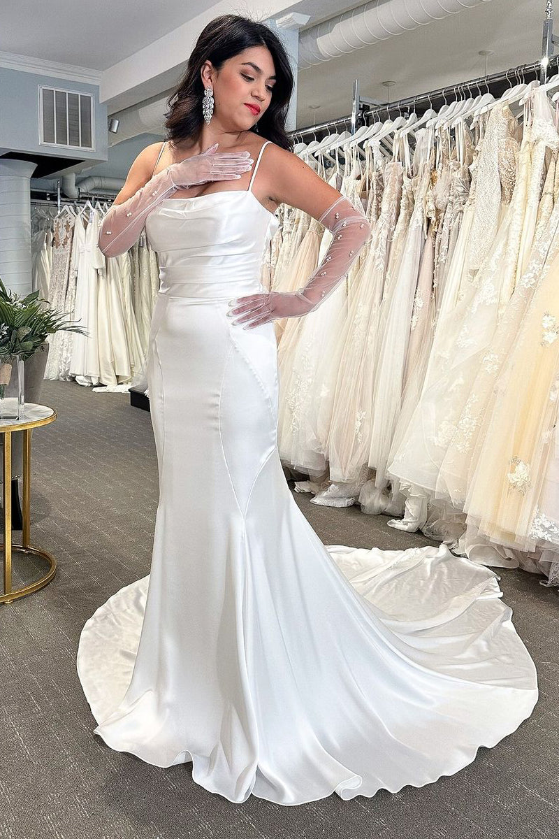 Mermaid Cowl Neck Silk Satin Wedding Dresses