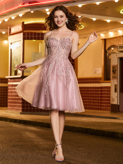 Tight applique chiffon homecoming dress - QIAIWAN Dress