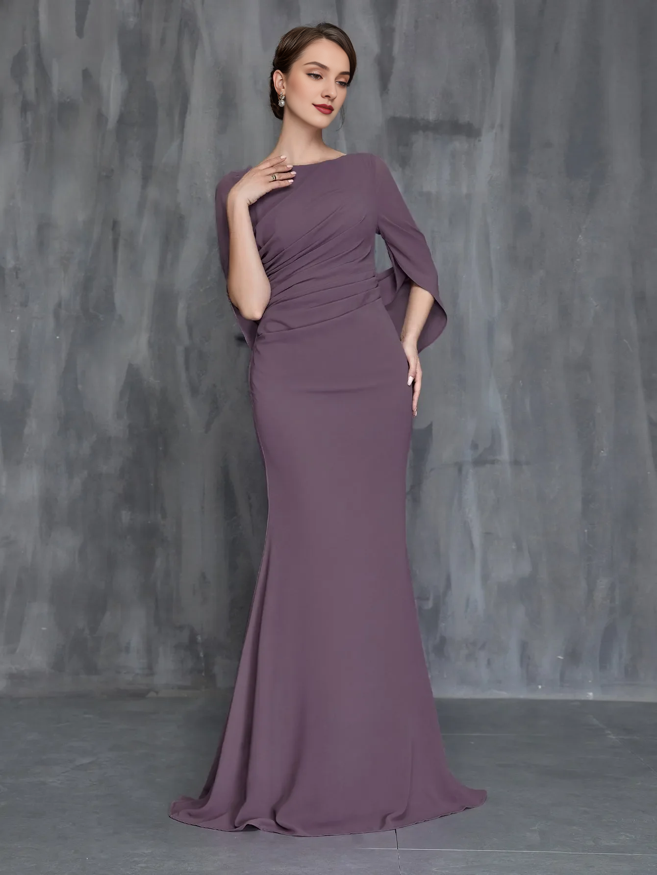 Elegant slim fit mermaid chiffon ball gown from QIAIWAN