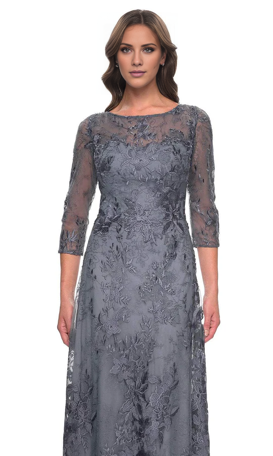 Bateau A-Line Formal Dress Long Lace Mother of the Bride Dresse