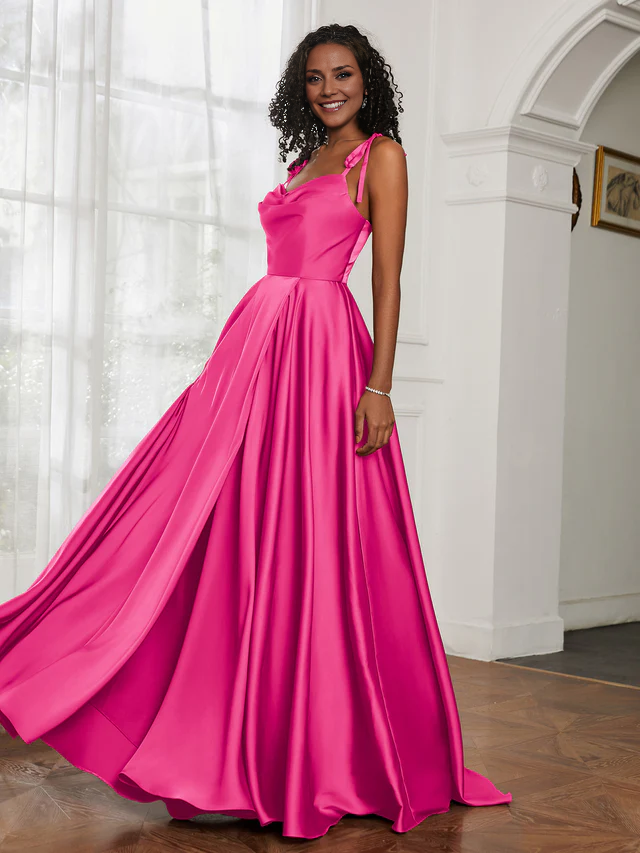 Thin shoulder strap split dress Prom Dresses QIAIWAN Dress