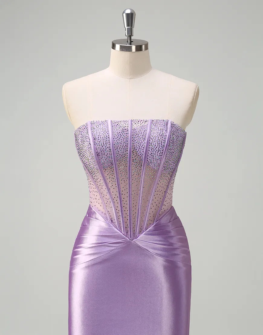 QIAIWAN elegant mermaid slim fit sleeveless backless ballroom dress