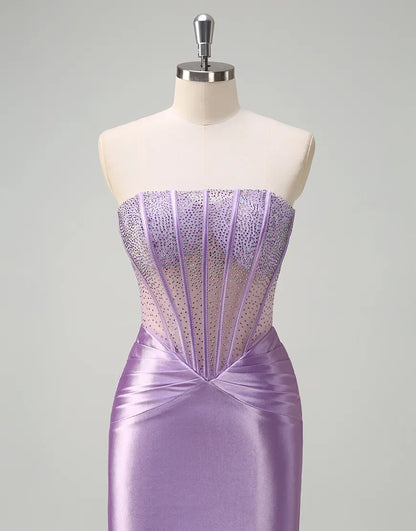 QIAIWAN elegant mermaid slim fit sleeveless backless ballroom dress