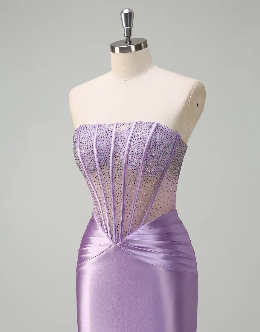 QIAIWAN elegant mermaid slim fit sleeveless backless ballroom dress