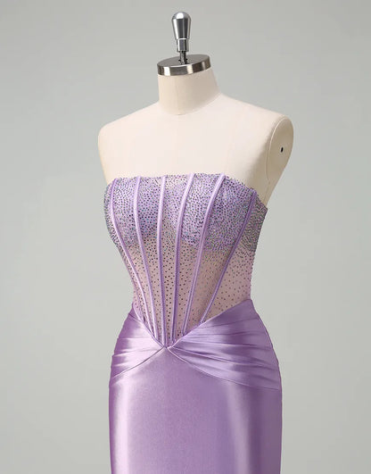 QIAIWAN elegant mermaid slim fit sleeveless backless ballroom dress