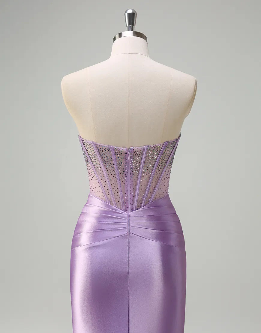 QIAIWAN elegant mermaid slim fit sleeveless backless ballroom dress