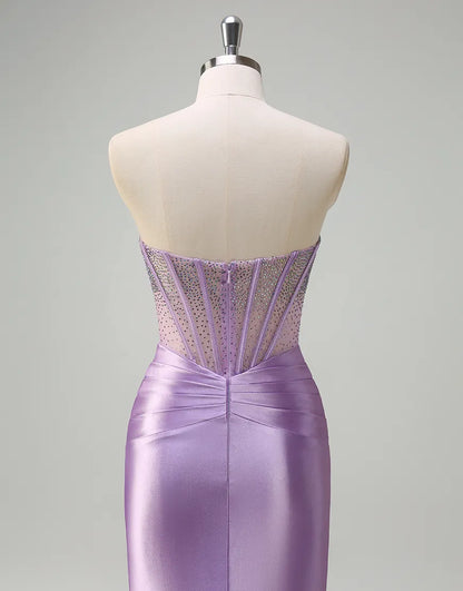 QIAIWAN elegant mermaid slim fit sleeveless backless ballroom dress