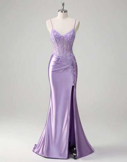 QIAIWAN Elegant Mermaid Tight Sleeveless Tattoo Ball Dress