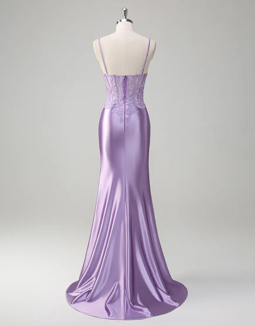 QIAIWAN Elegant Mermaid Tight Sleeveless Tattoo Ball Dress