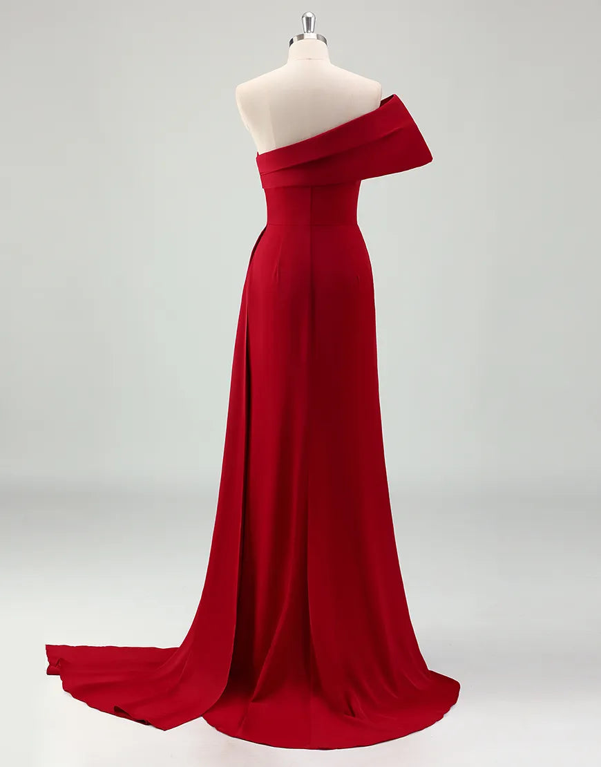 QIAIWAN Gorgeous Mermaid One Shoulder Folded Ball Dress