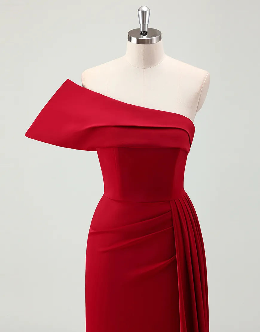 QIAIWAN Gorgeous Mermaid One Shoulder Folded Ball Dress