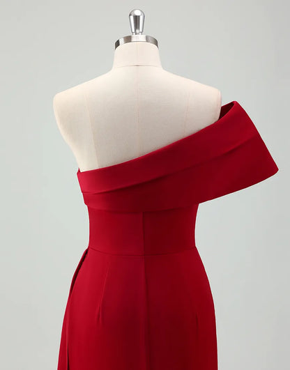 QIAIWAN Gorgeous Mermaid One Shoulder Folded Ball Dress