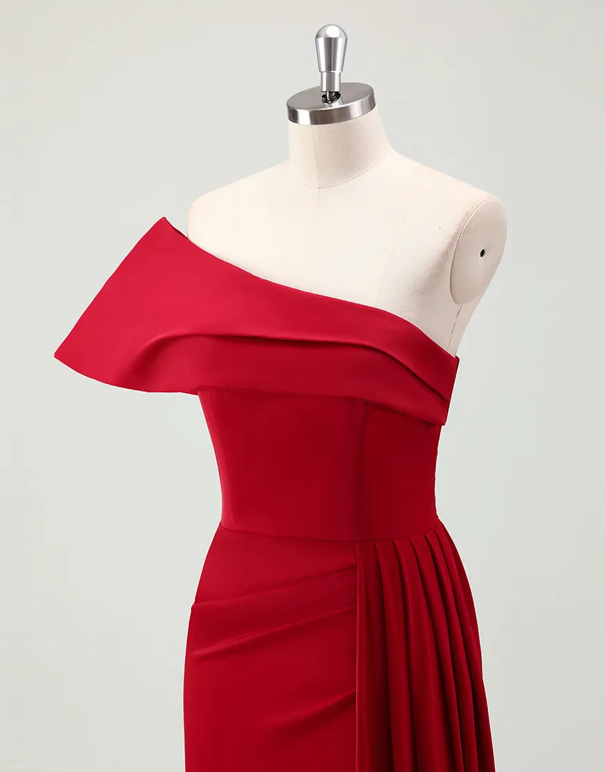 QIAIWAN Gorgeous Mermaid One Shoulder Folded Ball Dress