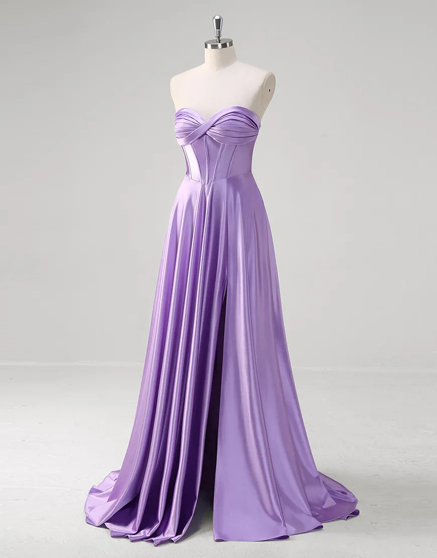 QIAIWAN elegant mermaid off shoulder wrinkled satin ball dress