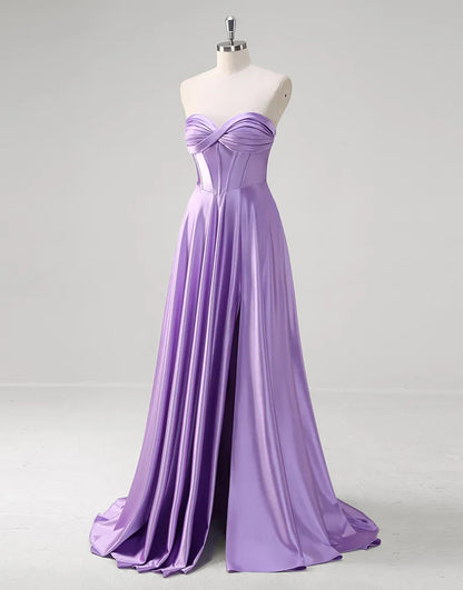 QIAIWAN elegant mermaid off shoulder wrinkled satin ball dress