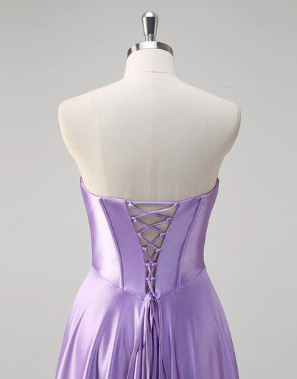 QIAIWAN elegant mermaid off shoulder wrinkled satin ball dress