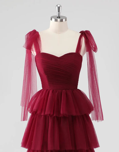 QIAIWAN elegant A-line ruffled chiffon backless ball gown