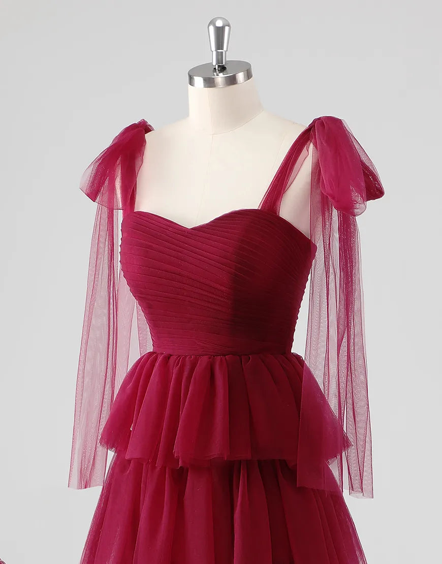 QIAIWAN elegant A-line ruffled chiffon backless ball gown