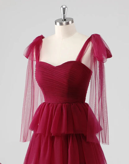 QIAIWAN elegant A-line ruffled chiffon backless ball gown