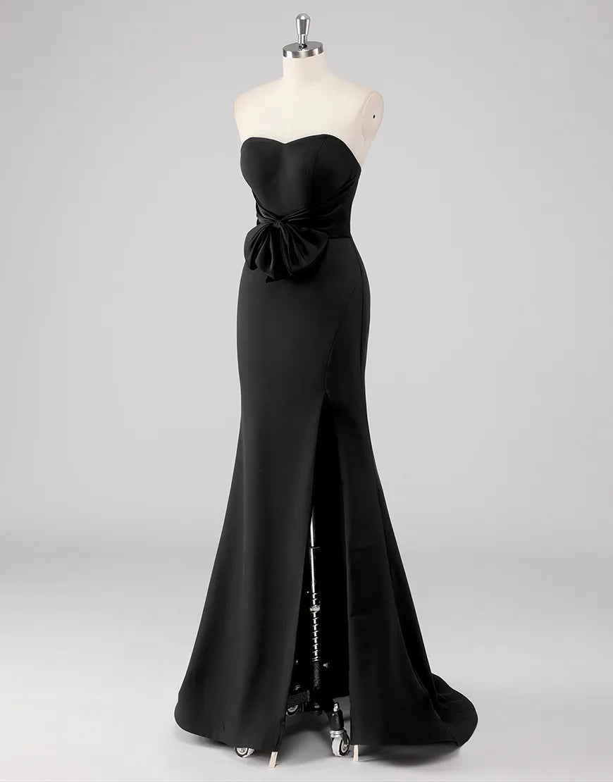 QIAIWAN's charming slim fit strapless sleeveless off shoulder ball gown