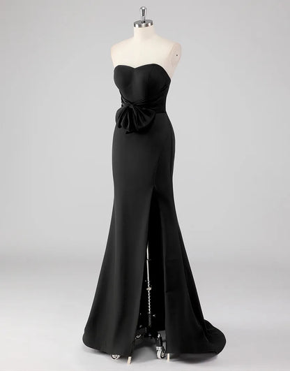 QIAIWAN's charming slim fit strapless sleeveless off shoulder ball gown