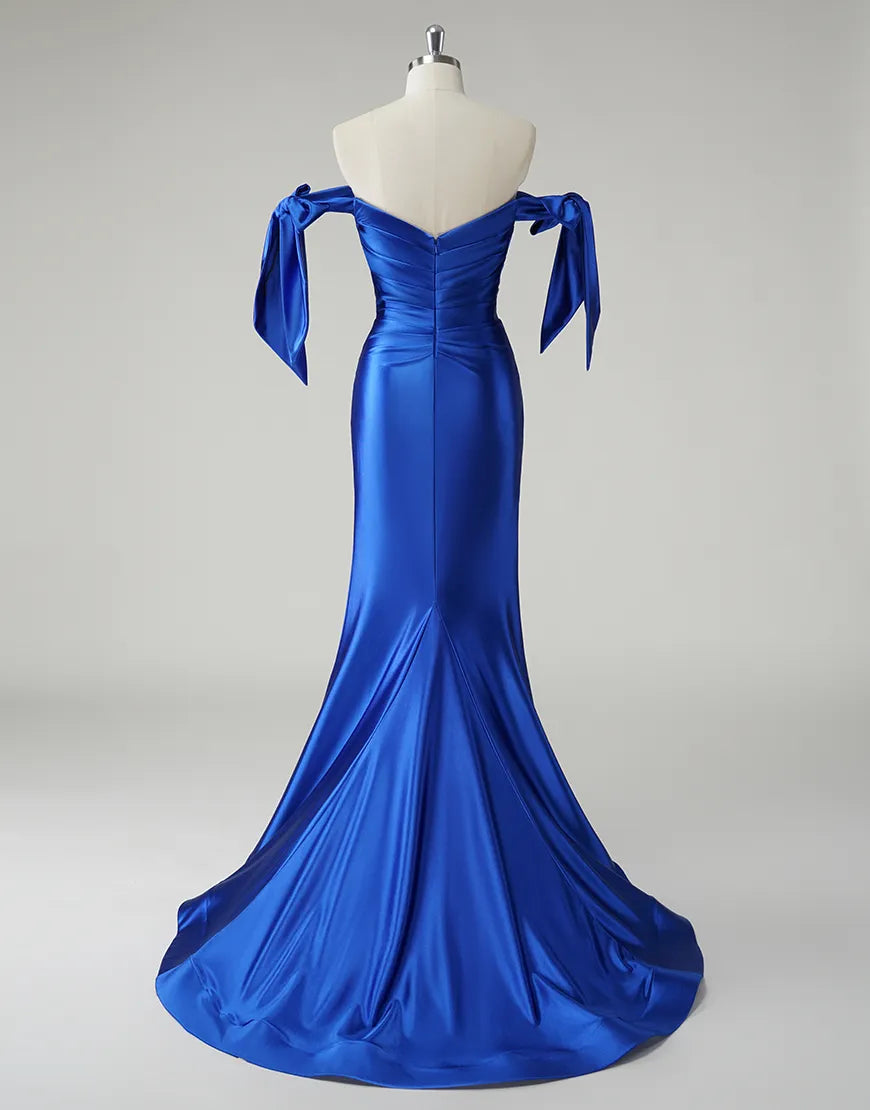 QIAIWAN Elegant Mermaid A-line Sleeveless Satin Ball Dress