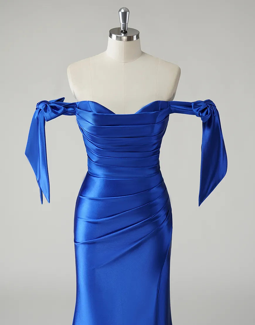 QIAIWAN Elegant Mermaid A-line Sleeveless Satin Ball Dress