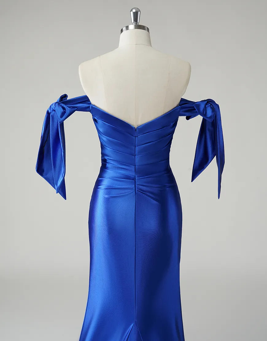 QIAIWAN Elegant Mermaid A-line Sleeveless Satin Ball Dress